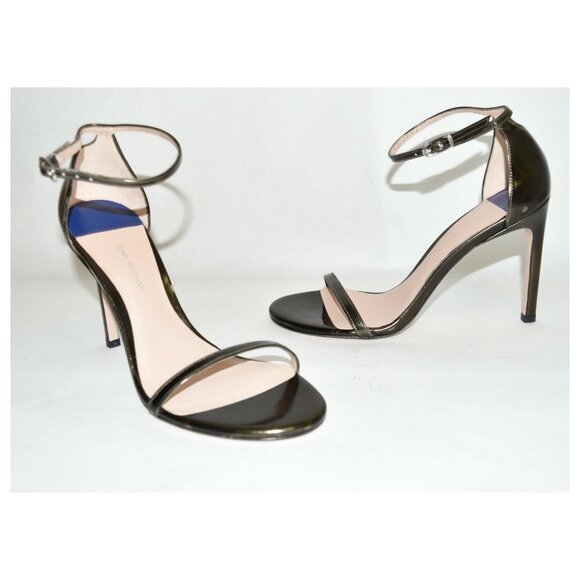 $500 Stuart Weitzman Nudistsong Ankle Strap Sandal Shoe PEWTER BRONZE 7.5 (Z1) - Picture 2 of 7